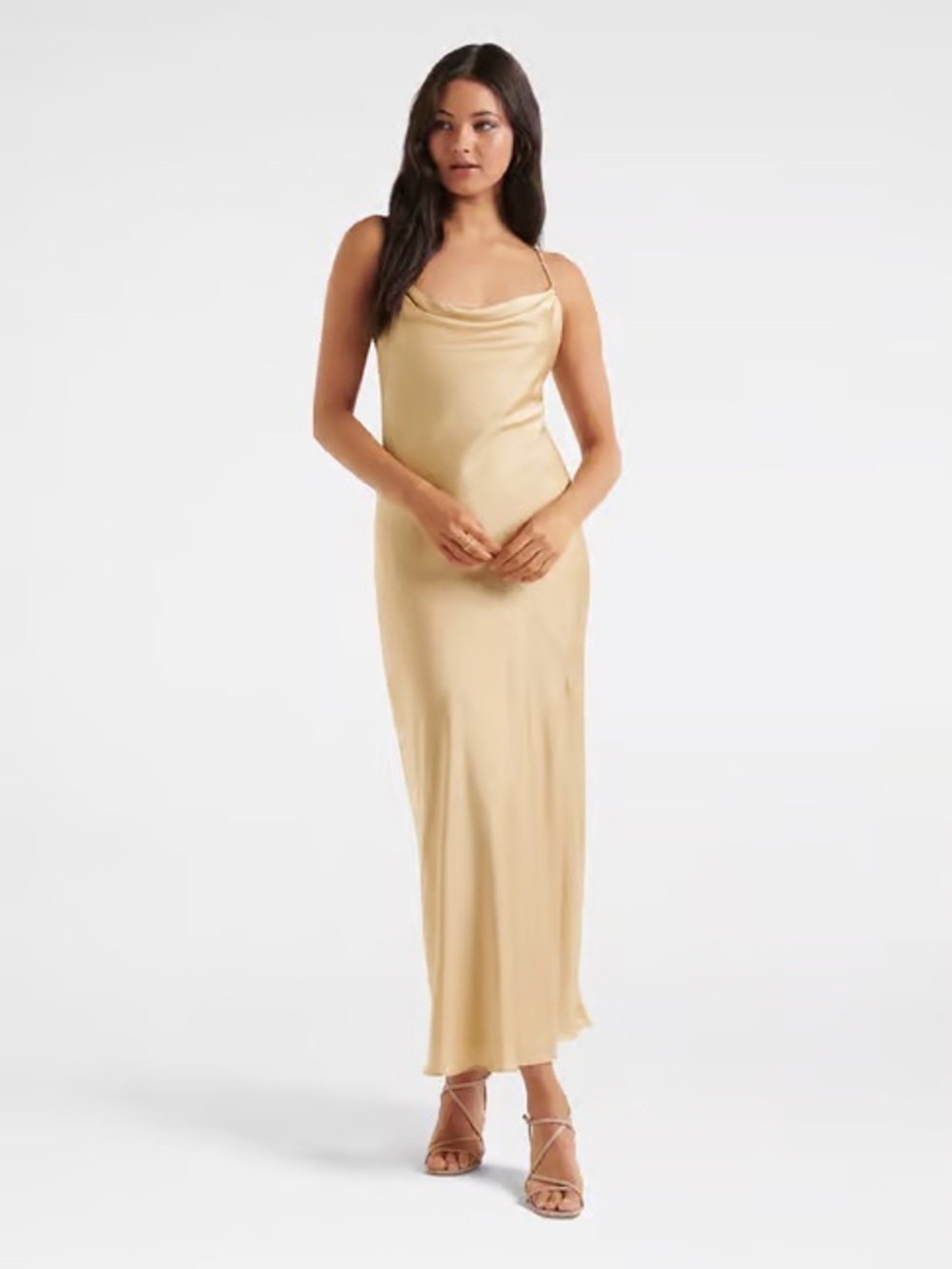 Baacal Yellow Cowl Neck Maxi Dress